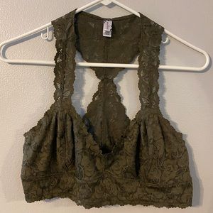 Olive green lace bralette XL